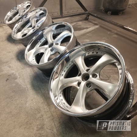 Powder Coating: Work Wheels,Volkswagen,Heavy Silver PMS-0517,Clear Vision PPS-2974,Automotive,Wheels