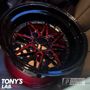 Powder Coated Ink Black And Soft Red Candy Two Tone Rims