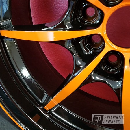 Powder Coating: Ink Black PSS-0106,RAL 2009 Traffic Orange,Automotive,Two Color Application,Custom Wheels