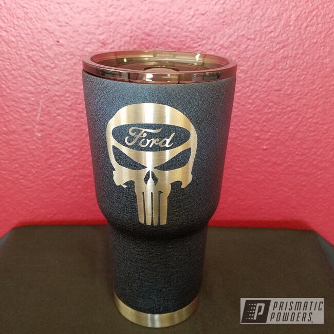 Custom Cup Coated In A Splatter Midnight Textured Finish