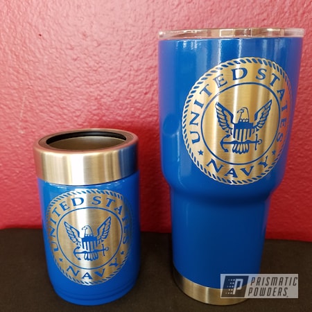 Powder Coating: Custom Drinkware,Custom Tumbler Cup,Custom Military Cup,United States Navy,Brazilian Blue PMB-0770