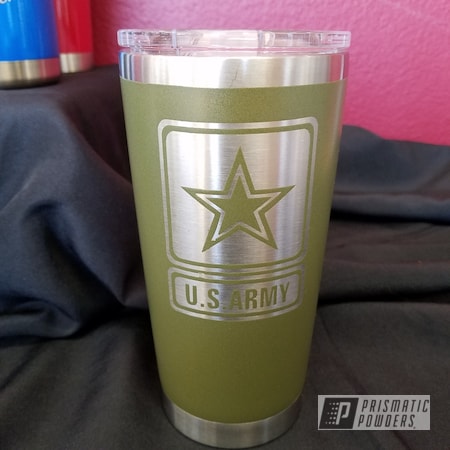 Powder Coating: Military Theme,Tumbler,Custom Drinkware,US Army,Army Green PSB-4944,United States Army