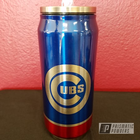 Powder Coating: Custom Cups,Cheater Blue PPB-6815,Baseball,LOLLYPOP RED UPS-1506,Custom Drinkware,Two Color Application,Chicago Cubs,Baseball Theme