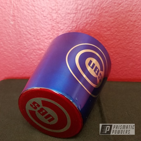 Powder Coating: Custom Cups,Cheater Blue PPB-6815,Baseball,LOLLYPOP RED UPS-1506,Custom Drinkware,Two Color Application,Chicago Cubs,Baseball Theme