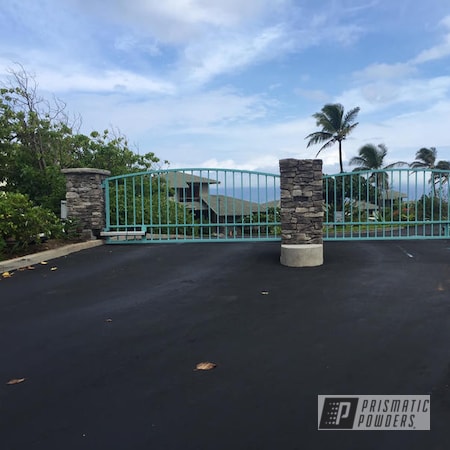 Powder Coating: Gate,Resort,Luxury Home,Powder Coating Hawaii,Entry,Pastel Turquoise,RAL 6034 Pastel Turquoise