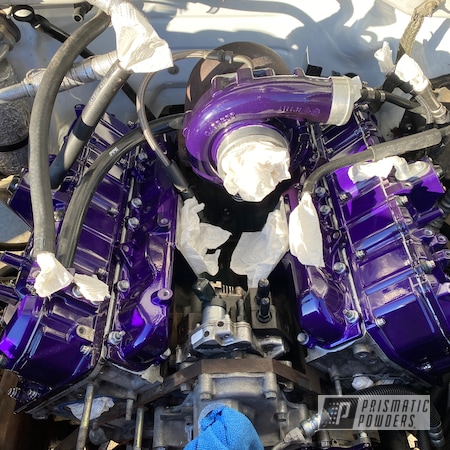 Powder Coating: Chevrolet,Candy Purple PPS-4442,Candy Purple,POLISHED ALUMINUM HSS-2345,2500HD,2 stage,Engine Bay,Automotive,Duramax,Diesel