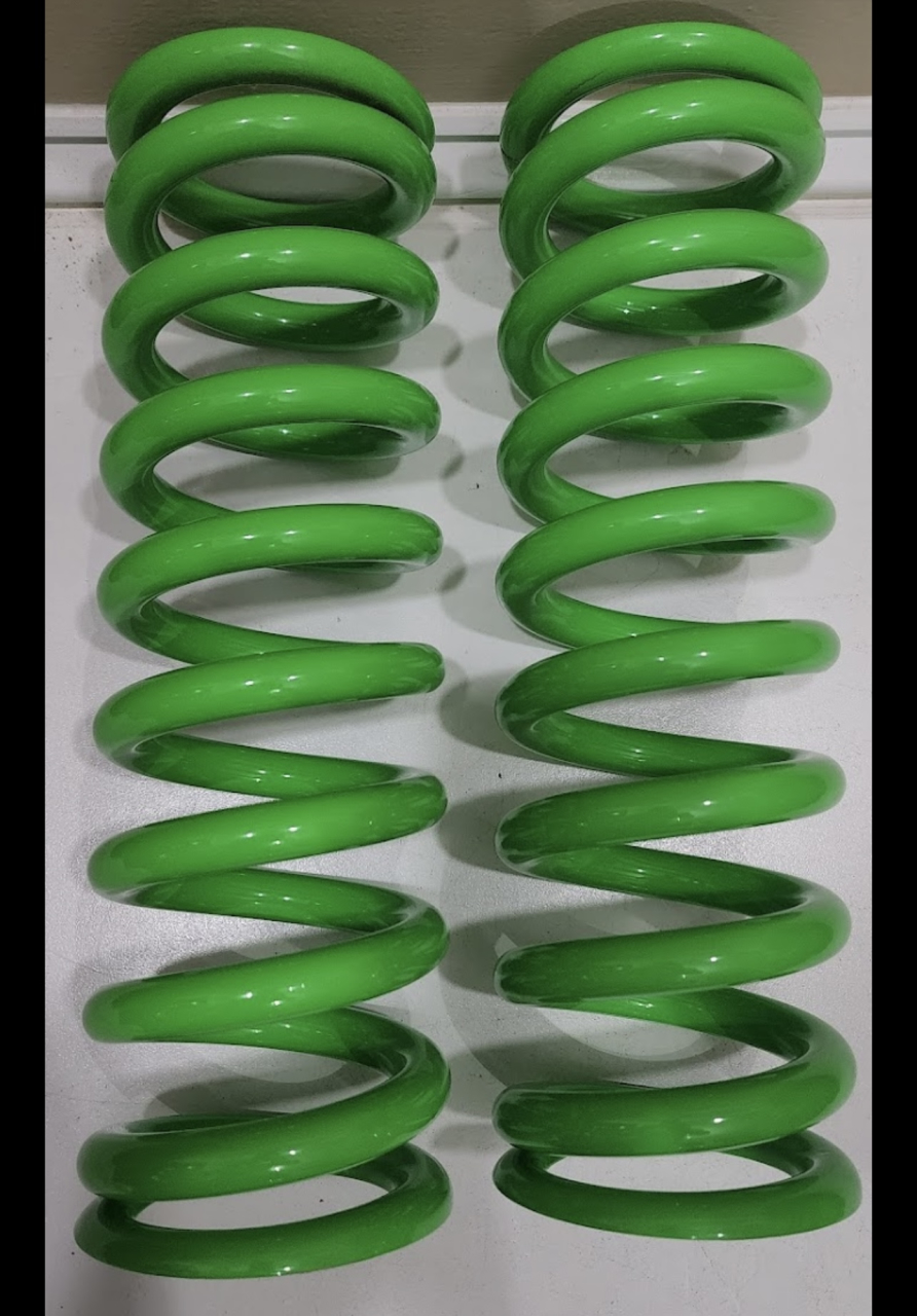 Coil Springs Coated in a Electric Green Finish | Prismatic Powders