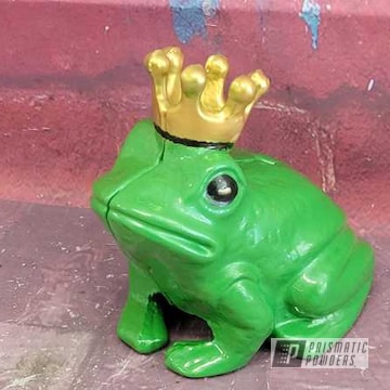 Powder Coated Green Imagination, Poly Clear And Goldtastic Frog