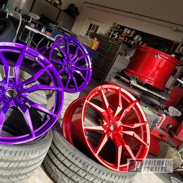 Custom Lamborghini Wheels Done In Illusion Purple, Lollypop Red And Clear Vision