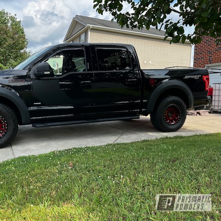 Powder Coating: F150,Black Satin Texture PTB-7102,Illusion,Ford,Cherry,Illusion Cherry PMB-6905,Clear Vision PPS-2974,2 stage,17" Wheels,Method
