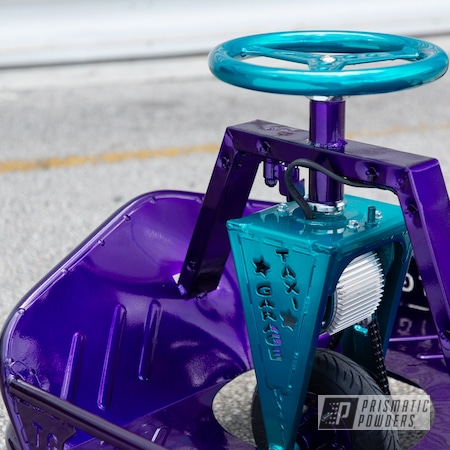 Powder Coating: Illusion Purple PSB-4629,Drift Cart,Clear Vision PPS-2974,JAMAICAN TEAL UPB-2043,Taxi Garage Crazy Cart,Taxi Garage,Crazy Cart,Drift,Cart,Go Cart