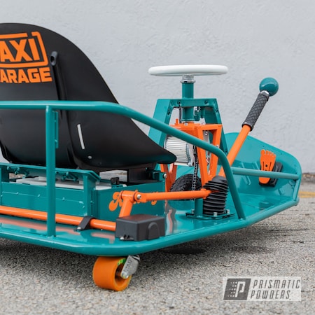 Powder Coating: Crazy Cart,Miami Teal PSB-6532,Just Orange PSS-4045,Gloss White PSS-5690,Drift Cart,Drift,Cart,Go Cart,Three Powder Application,Taxi Garage,Taxi Garage Crazy Cart