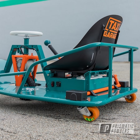 Powder Coating: Drift Cart,Taxi Garage Crazy Cart,Taxi Garage,Miami Teal PSB-6532,Three Powder Application,Just Orange PSS-4045,Crazy Cart,Gloss White PSS-5690,Drift,Cart,Go Cart