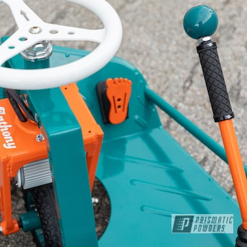 Powder Coated Gloss White, Just Orange And Miami Teal 3 Tone Crazy Cart