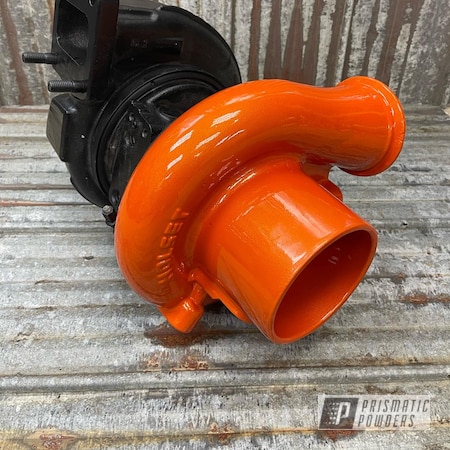 Powder Coating: Turbo Parts,Turbocharger,Clear Vision PPS-2974,Automotive,Illusion Tangerine Twist PMS-6964