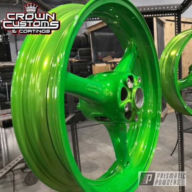 Kawasaki Zx-10 Wheels Done In Lollypop Lime With A Super Chrome Base