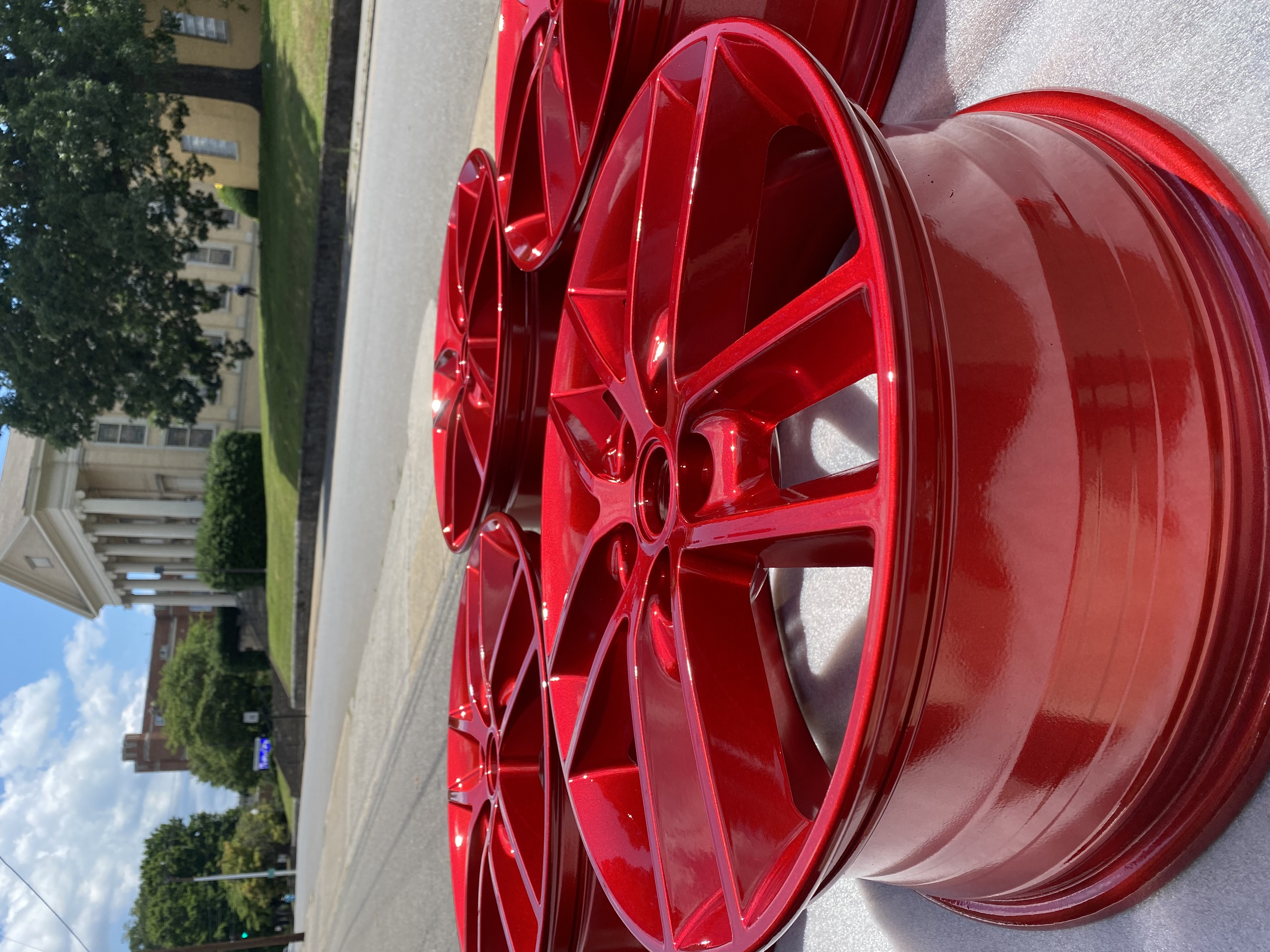 Deep Red Rims Wheels Coated in Pps-4491 | Prismatic Powders