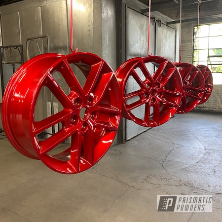 Powder Coating: Wheels,Rims,2 stage,Automotive Rims,Deep Red PPS-4491