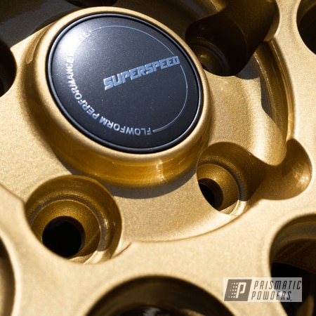 Powder Coating: gold powder coated wheels,18" Rims,metallic gold,coatkings,18" Aluminum Rims,Gold Medallion EMB-4175,Clear Vision PPS-2974,2 stage,Automotive,Audi,Custom Wheels