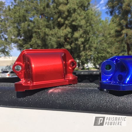 Powder Coating: Rancher Red PPB-6415,LOLLYPOP BLUE UPS-2502,Custom Engine Parts,SUPER CHROME USS-4482,Two Coat Application,Duramax,Diesel
