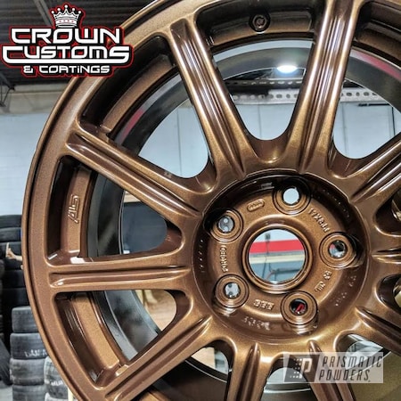 Powder Coating: Wheels,Custom,GOLDEN BROWN UMB-4133,Automotive,Bronze,Subaru STI Wheels,Rims,Subaru,Suburu Wheels,Brown,Gold