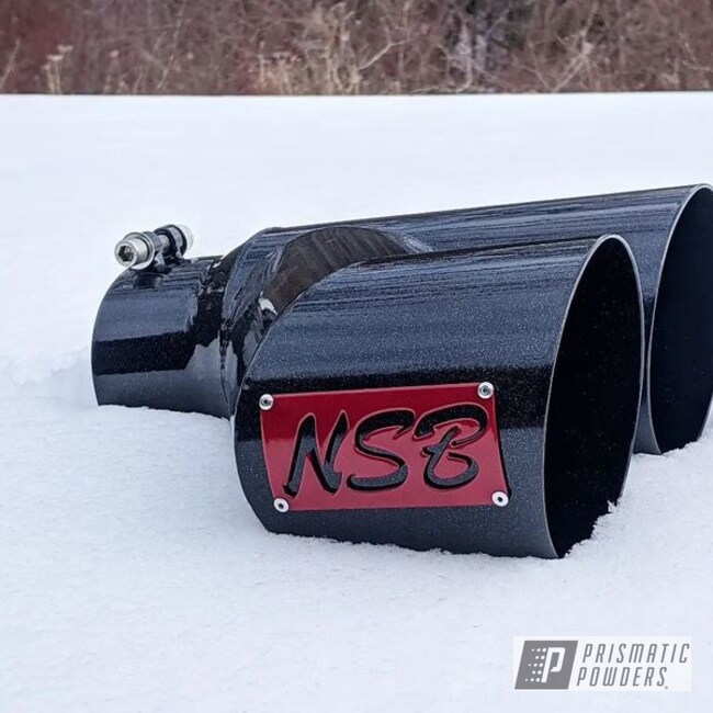 Powder Coated Illusion Ruby And Silver Sparkle Exhaust Tip