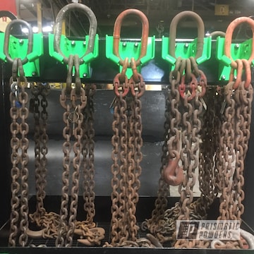 Rigging Tree Parts Coated In A Neon Green Powder Coat