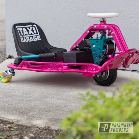 Powder Coating: Drift Cart,Jamaica Blue PPB-6001,Clear Vision PPS-2974,Pearl White PMB-4364,Taxi Garage Crazy Cart,Taxi Garage,Drift Kart,Crazy Cart,ILLUSION RASPBERRY PMS-10785,Drift,Cart,Go Cart
