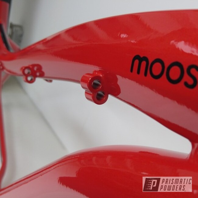 Bicycle Frame In Roadster Red, Ink Black And Clear Vision Powder Coat