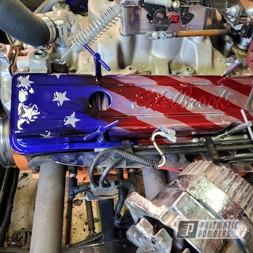 Powder Coated American Flag Themed Engine Parts In Pps-2974, Ups-2502, Ups-1506 And Ums-10671