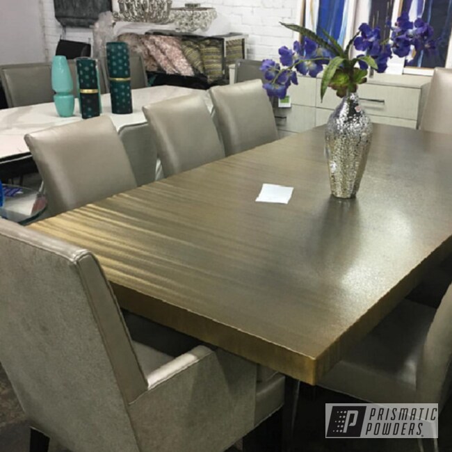 Powder Coated Transparent Gold Dining Table