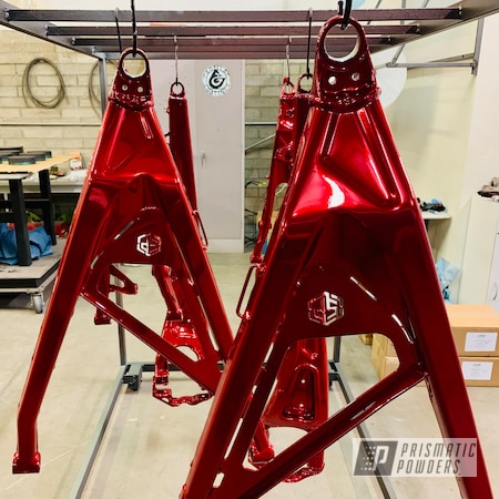 Powder Coating: Springs,A-arms,Roll Cage,ROOF,LOLLYPOP RED UPS-1506,Coil Spring,Snowcone White PSS-4369,Trailing Arms,UTV