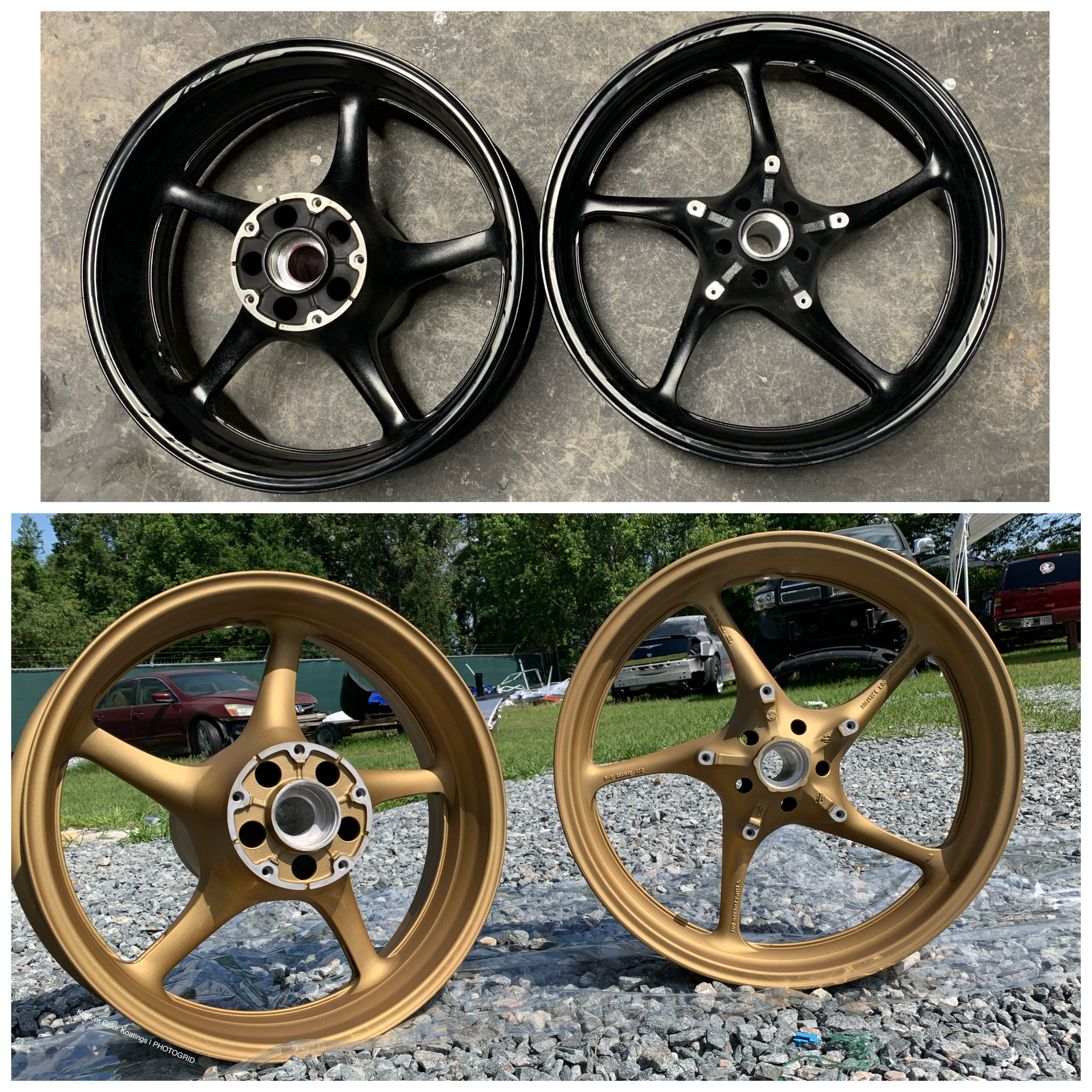 Motorcycle Wheels Featuring a Gold Smith and Casper Clear Finish ...