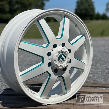 Powder Coated Jamaican Teal And Pearlized White Two Tone Wheels