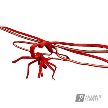 Powder Coated Illusion Red And Clear Vision Dragonfly Statue