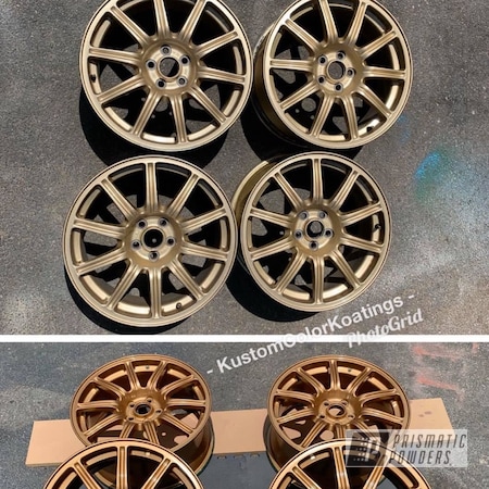 Powder Coating: Wheels,Clear Vision PPS-2974,Rims,16" Aluminum Rims,2 stage,BBS,Tomic Gold II EMB-4448