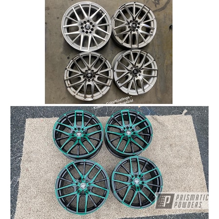 Powder Coating: Hardy Green PSS-4670,Wheels,18",2 Tone,Rims,Ink Black PSS-0106,18" Aluminum Rims
