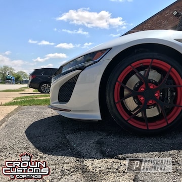 Acura Nsx Wheels Refinished In A 2 Tone, Gloss Black & Really Red With A Casper Clear Top Coat