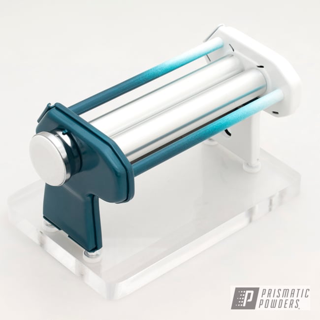 Powder Coated Geyser Teal And Cloud White Pasta Machine