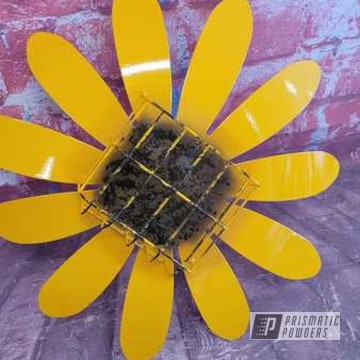 Powder Coated Ral 1003, Highland Bronze And Poly Clear Sunflower Art