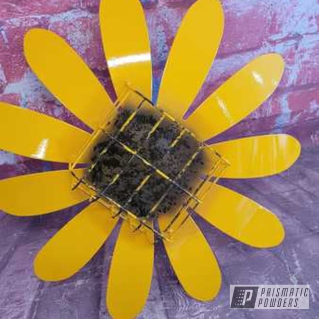Powder Coated Ral 1003, Highland Bronze And Poly Clear Sunflower Art