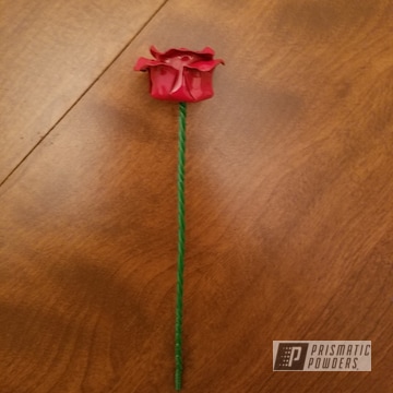 Fabricated Flower In A Flag Red And Kelly Green Powder Coat