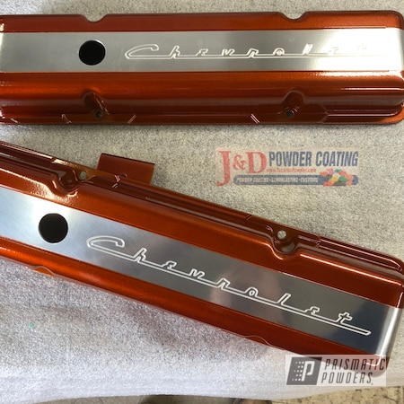 Powder Coating: Custom,Chevrolet,Illusion Cinnamon PMB-6923,Valve Covers,Clear Vision PPS-2974,Small block Chevy,V8,Billet Specialties,Classic