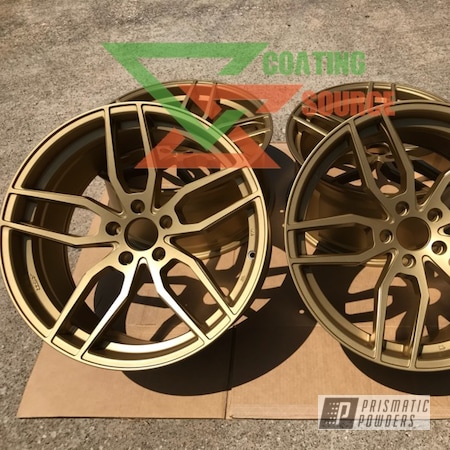 Powder Coating: Powder Coated Wheels,Satin Poly Gold PMB-6487,Custom Wheels,Wheels