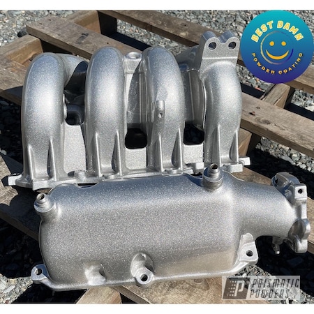Powder Coating: Intake Manifold,Automotive,Alien Silver PMS-2569,Automotive Parts