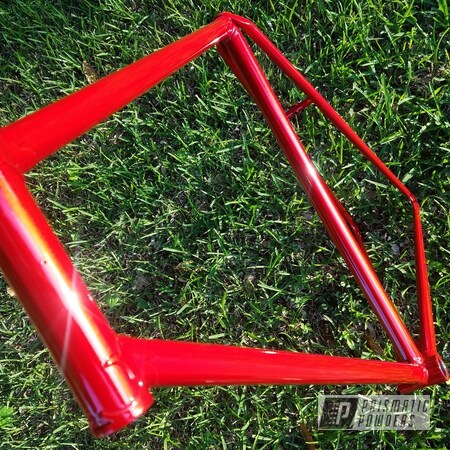 Powder Coating: Bike,Bicycles,Clear Vision PPS-2974,Bike Frame,Illusion Red PMS-4515,Custom Bike