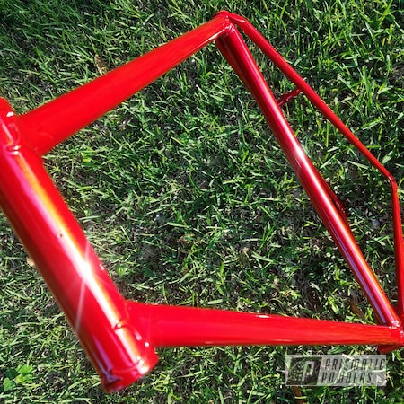 Powder Coating: Bike,Bicycles,Clear Vision PPS-2974,Bike Frame,Illusion Red PMS-4515,Custom Bike