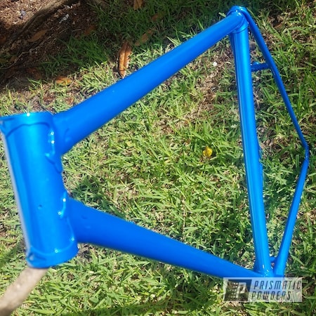 Powder Coating: Bicycles,Clear Vision PPS-2974,Bike Frame,Illusion Lite Blue PMS-4621,Custom Bike