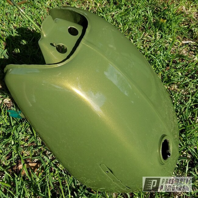 Motorcycle Tank With Mossburg Green And Clear Vision