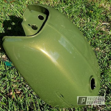 Motorcycle Tank With Mossburg Green And Clear Vision